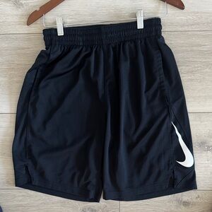 Nike Men’s Black Athletic Shorts with White Swoosh